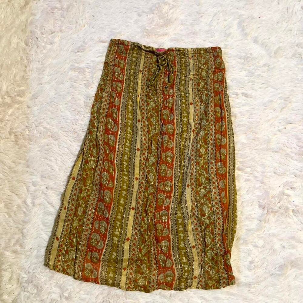 Boho Glam Hippie Patchouli Lagenlook Earthy Cottage Core Prairie Maxi Skirt